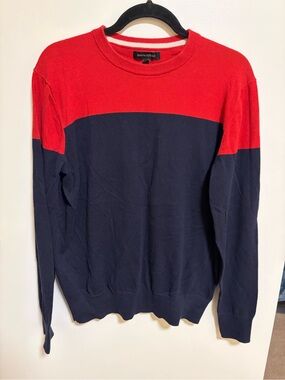 Banana Republic Red & Navy Colorblock Crewneck Knit
